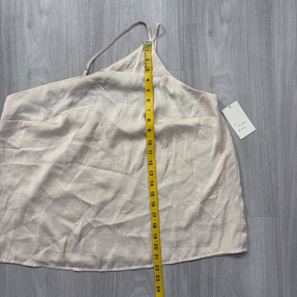 A New Day Top Women Cream Textured Asymmetrical Strap Top Size XL - Picture 4 of 14